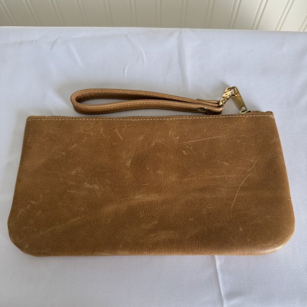 Satchel Made in Savannah Georgia Handmade Brown Leather Wristlet Wallet Pouch
